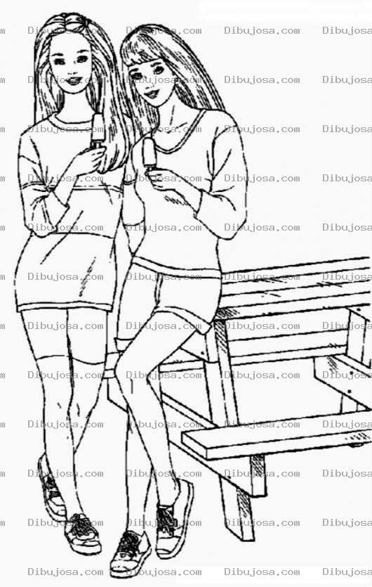 Dibujo para colorear Dibujo De Gemelas Bonitas Para Pintar Y Colorear Dos Hermanas Lindas