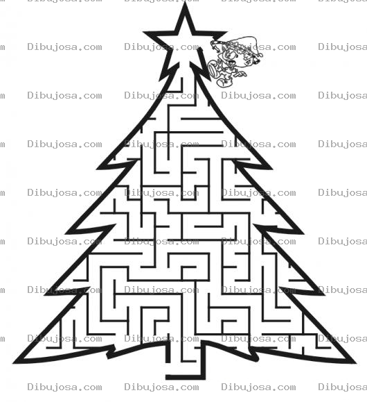 Dibujo para colorear Juego De Laberinto Ayuda Al Duendecito A Llegar A La Base Del Arbolito De Navidad Dibujo De Juego Imprimible Para Jugar En Papel