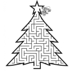 Dibujo para colorear Juego De Laberinto Ayuda Al Duendecito A Llegar A La Base Del Arbolito De Navidad Dibujo De Juego Imprimible Para Jugar En Papel