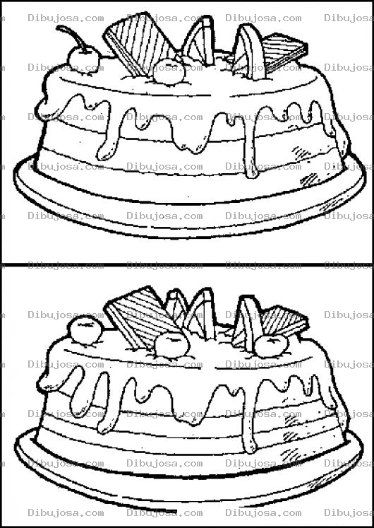 Dibujo para colorear Encuentra Las Diferencias Dibujo De Dos Pasteles Con Diferencias Para Pintar Y Colorear