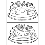 Dibujo para colorear Encuentra Las Diferencias Dibujo De Dos Pasteles Con Diferencias Para Pintar Y Colorear