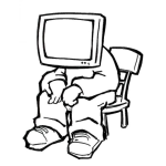 Dibujo para colorear Hombre Con Cara De Televisor Para Pintar Y Colorear Hombretv Esperando Sentado En Una Silla