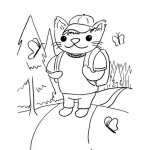 Dibujo para colorear Dibujo De Gato Explorador Para Pintar Y Colorear Gatito Explorador Con Su Mochila En La Espalda