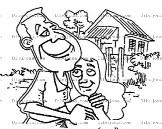 Dibujo para colorear Pareja De Campesinos Abrazado Para Pintar Y Colorear Dibujo De Esposos Que Se Aman