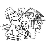 Dibujo para colorear Pareja De Campesinos Abrazado Para Pintar Y Colorear Dibujo De Esposos Que Se Aman