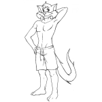 Dibujo para colorear Muchacho Gato Para Pintar Y Colorear Dibujo De Joven Atletico Con Cara Y Cola De Gato Hombregato Gatohombre