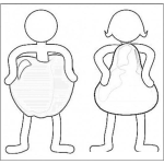 Dibujo para colorear Hombre Manzana Y Mujer Pera Para Pintar Y Colorear La Forma De La Grasa En Ambos Sexos