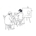 Dibujo para colorear Dibujo De Dos Pintores Pintando Al Oleo Para Colorear
