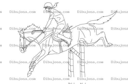 Dibujo para colorear Dibujo De Equitacion Para Pintar Y Colorear Caballo Saltando Una Barda