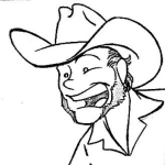 Dibujo para colorear Vaquero Contento Dibujo De La Cra De Un Vaquero Barbado Feliz Para Pintar Y Colorear