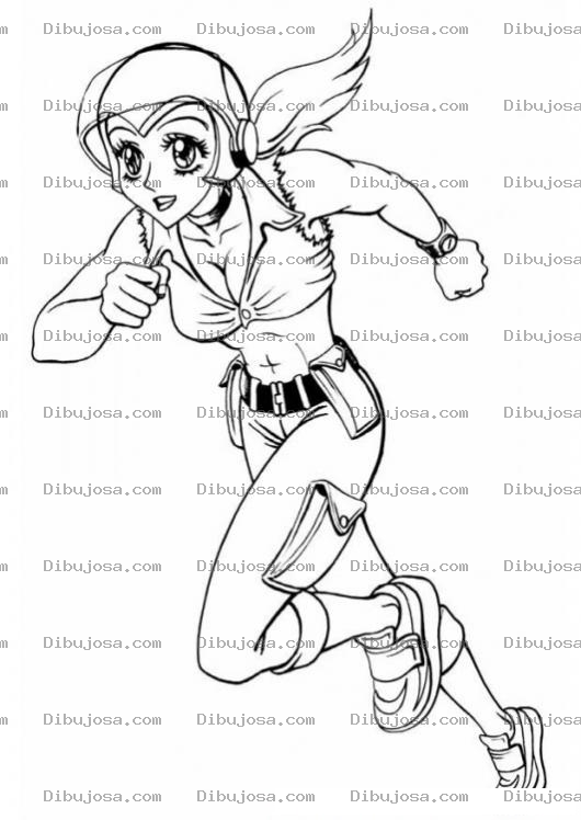 Dibujo para colorear Dibujo De Chica Corriendo Con Casco Para Pintar Y Colorear