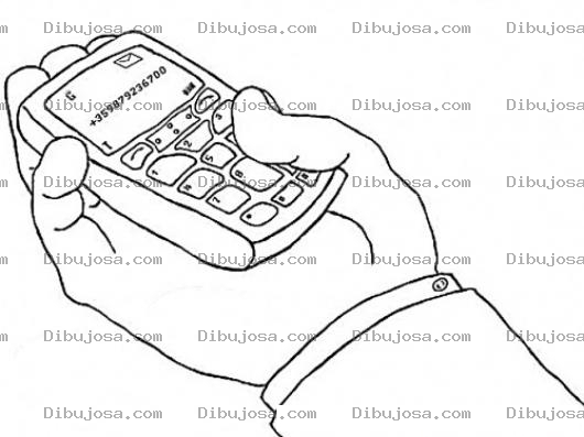 Dibujo para colorear Manoconcelular Dibujo D Eun Celular En La Palma De La Mano Para Pintar Y Colorear