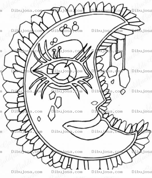Dibujo para colorear Dibujo De Luna Adornada Para Pintar Y Colorear