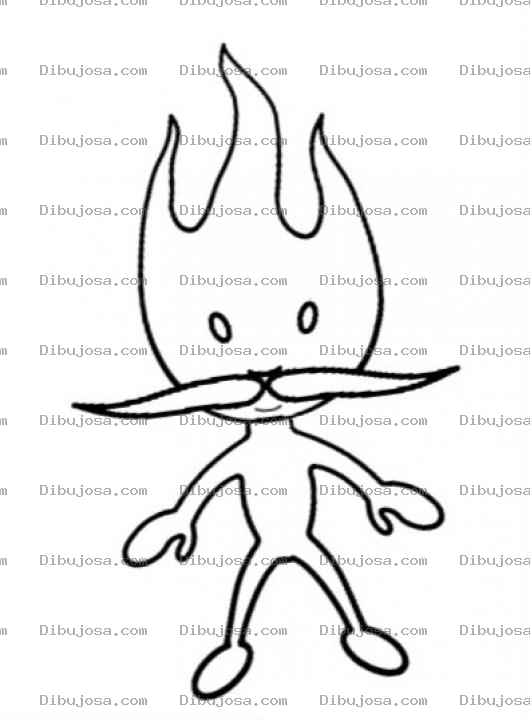 Dibujo para colorear Fuego Bigotudo Dibujo De Una Llama De Fuego Con Bigotes Para Pintar Y Colorear Fuegobigotes