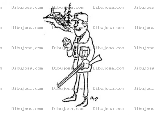 Dibujo para colorear Dibujo De Cazador Con Rifle Para Pintar Y Colorear