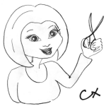 Dibujo para colorear Dibujo De Una Mujer Estilista Cortadora De Pelo Con Tijeras En Su Mano Para Pintar Y Colorear
