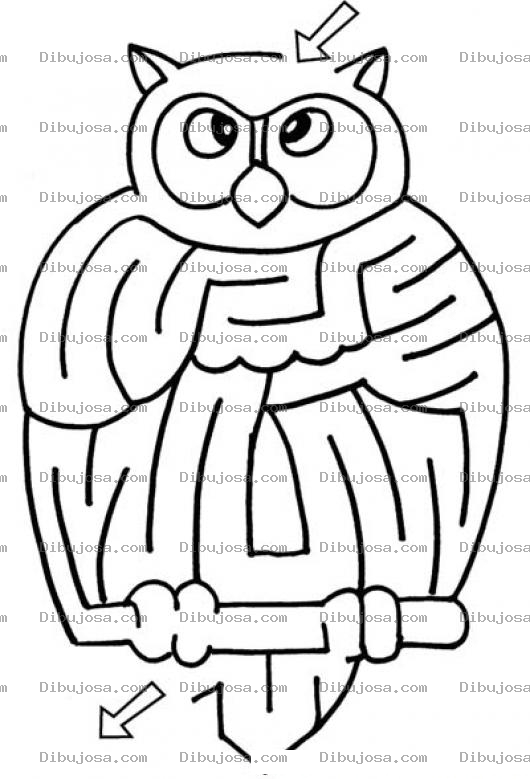 Dibujo para colorear Juego De Laberinto De Papel Con Dibujo De Buho Para Pintar Y Colorear Laberinto De Tecolote