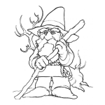 Dibujo para colorear Dibujo De Viejo Duende Con Baston Para Pintar Y Colorear Un Gnomo Viejito