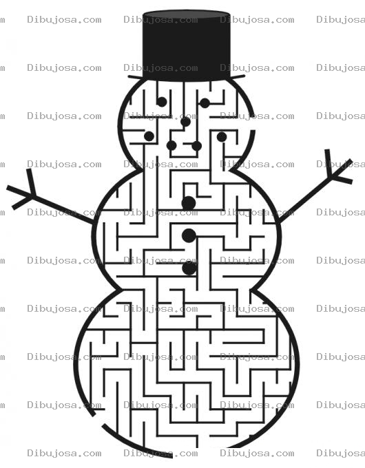 Dibujo para colorear Juego Del Laberinto Del Hombre De Nieve Para Pintar Y Colorear