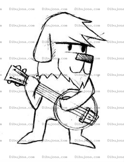 Dibujo para colorear Perrito Guittarista Dibujo De Perro Con Un Banyo Para Pintar Y Colorear Perro Blues