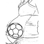 Dibujo para colorear Dibujo De Una Mujer Embaraza De Una Pelota De Futbol Para Colorear