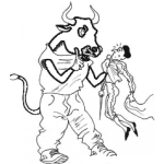 Dibujo para colorear Dibujo De Toro Amenazando A Un Torero Para Pintar Y Colorear Corrida De Toros Condicionada