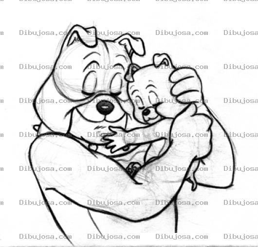 Dibujo para colorear Dibujo De Papa Perro Y Su Hijo Perrito Para Pintar Y Colorear