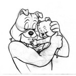 Dibujo para colorear Dibujo De Papa Perro Y Su Hijo Perrito Para Pintar Y Colorear