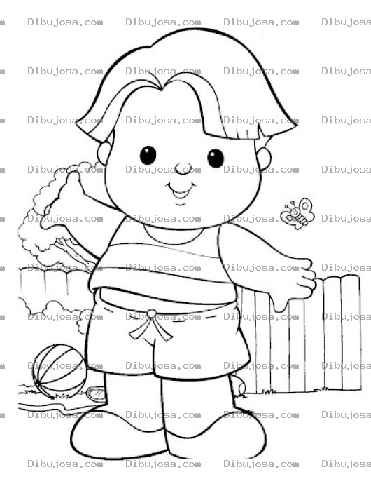 Dibujo para colorear Colorear Nino En El Patio