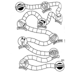 Dibujo para colorear Juegoimprimible Dibujo De Un Juego Para Imprimir Colorear Y Jugar Con Un Dado Y Con Porciones De Zanahoria Manzana Chocolare Banano Ejotes Helado Pizza Limno Y Un Dolar