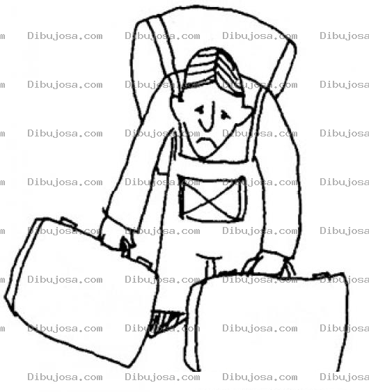 Dibujo para colorear Colorear Turista Cansado Dibujo De Un Mochilero Con Varias Maletas Pesadas Para Pintar El Cansansio De Ser Turista