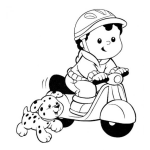 Dibujo para colorear Nino Motorista Con Perrito Dalmata Para Colorear