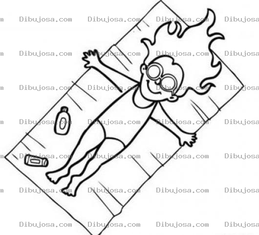Dibujo para colorear Bronceador Aceite De Coco Dibujo De Una Chica Bronceandose En La Playa Para Pintar Y Colorear Bronceada Natural Mujer Tomando El Sol