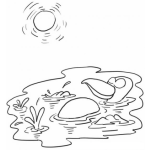 Dibujo para colorear Colorear Pato Bronceandose