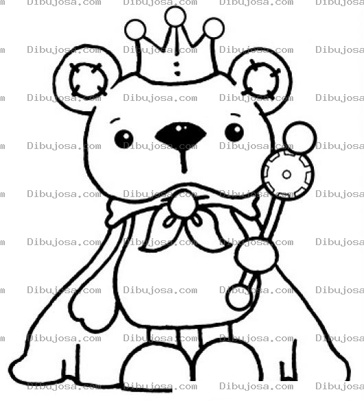 Dibujo para colorear Dibujo De Osito Rey Para Pintar Y Colorear