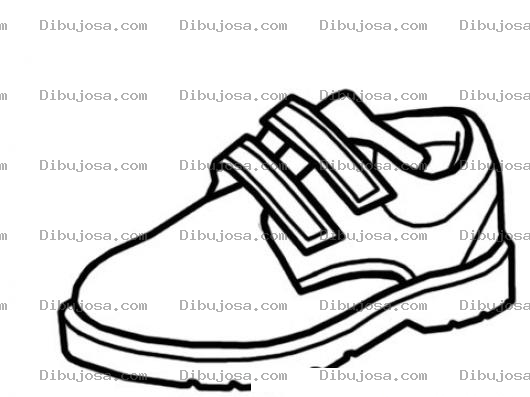 Dibujo para colorear Zapatoescolar Dibujo De Un Zapato De Charol Con Velcro Para Pintar Y Colorear