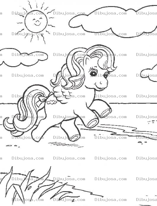 Dibujo para colorear Dibujo De Pony Corriendo En La Playa Para Pintar Y Colorear