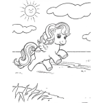 Dibujo para colorear Dibujo De Pony Corriendo En La Playa Para Pintar Y Colorear