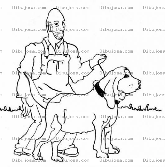 Dibujo para colorear Colorear Hombre Con Perro Grande