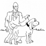 Dibujo para colorear Colorear Hombre Con Perro Grande