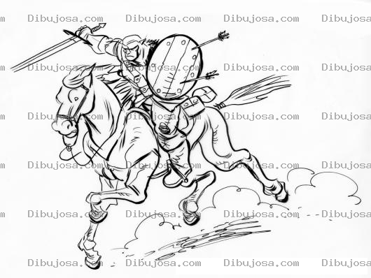 Dibujo para colorear Colorear Guerrero A Caballo