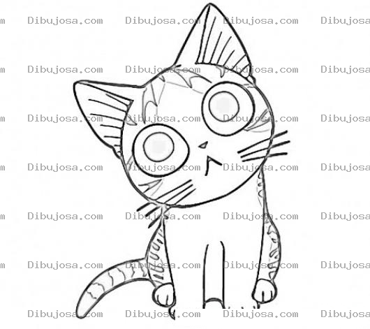 Dibujo para colorear Dibujo De Gatito Inocente Para Pintar Y Colorear Gato Confundido