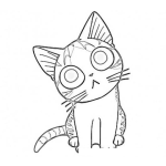 Dibujo para colorear Dibujo De Gatito Inocente Para Pintar Y Colorear Gato Confundido