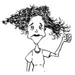 Dibujo para colorear Dibujo De Mujer Colocha Alisandose El Pelo Para Pintar Y Colorear Pelo Enredado