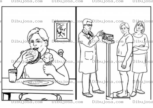 Dibujo para colorear Colorear Comida Chatarra Causante De Colesterol Trigliceridos Diabetes Presion Alta Hipertension Y Obesidad Para Pintar