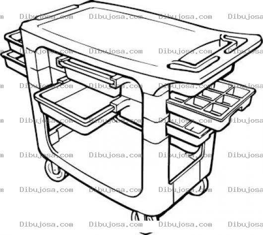 Dibujo para colorear Colorear Carrito De Comida De Avion Para Pintar Y Colorear Bandejas De Aeromosas