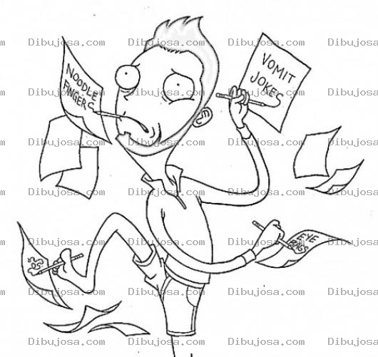 Dibujo para colorear Colorear Escritor Atrasado Escribiendo Con Los Brazos Con El Pue Y Hasta Con La Boca