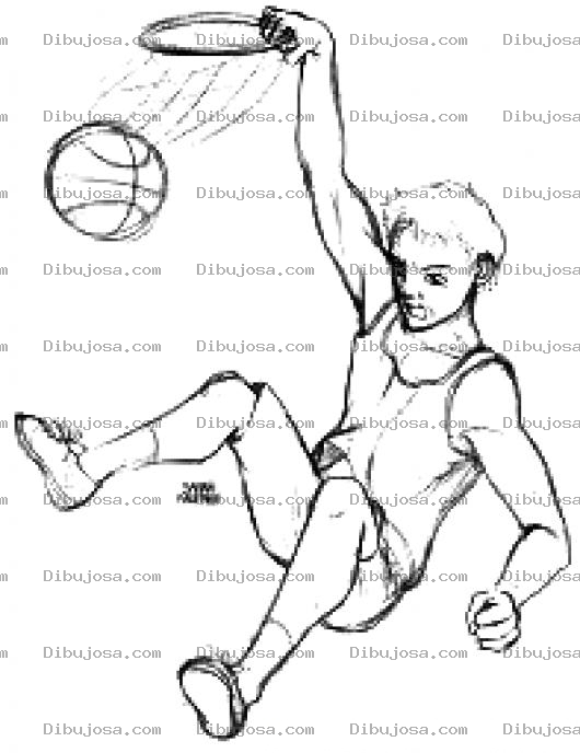 Dibujo para colorear Dubkeador Dibujo De Basquetbolista Donqueador Para Colorear Muchacho Clavando La Pelota En Un Aro De Basketball