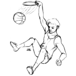 Dibujo para colorear Dubkeador Dibujo De Basquetbolista Donqueador Para Colorear Muchacho Clavando La Pelota En Un Aro De Basketball