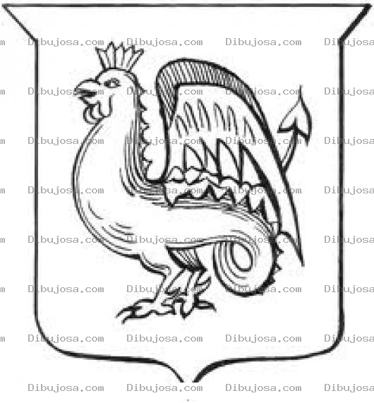 Dibujo para colorear Colorear Escudo De Gallo Rey Con Cola De Dragon